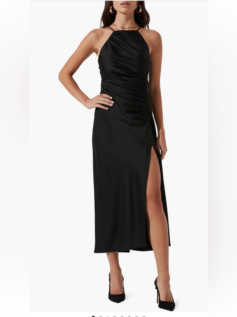 ASTR The Label Halter Neck Satin Maxi Dress Size Medium Black NWOT